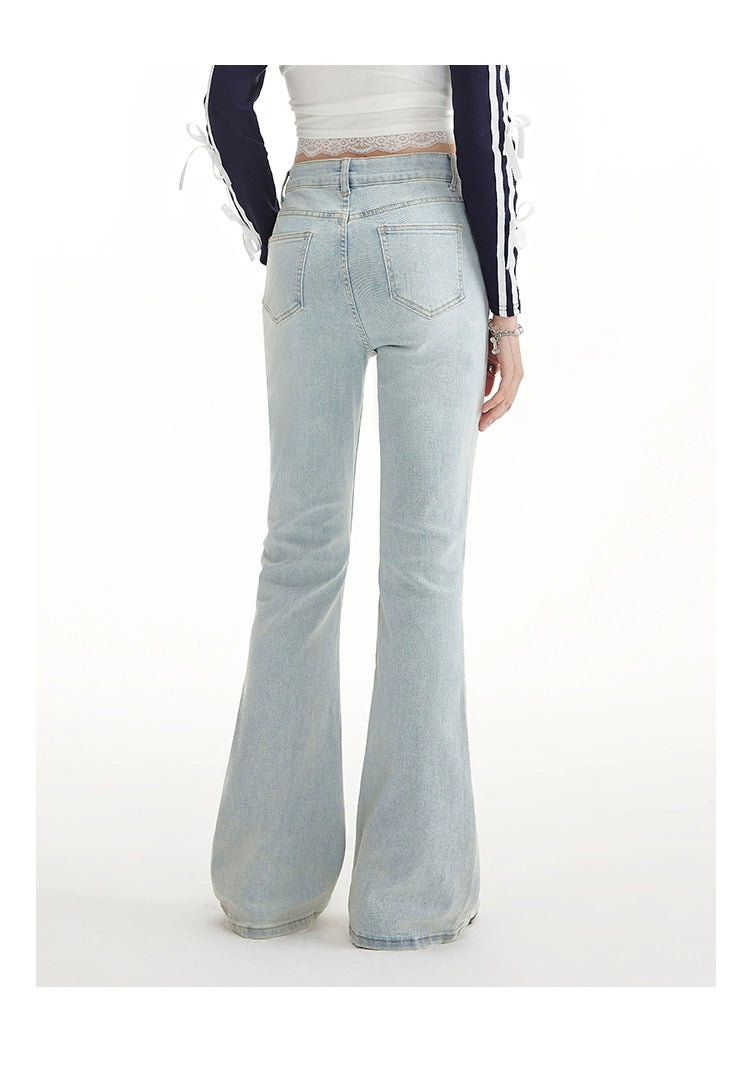 UNIFREE Slightly Pulled Low-rise Slim-fit Fashion Jeans