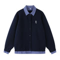 MATCHA STORY Plaid Contrasting Color Splicing Fake Two-piece Cardigan Sweater