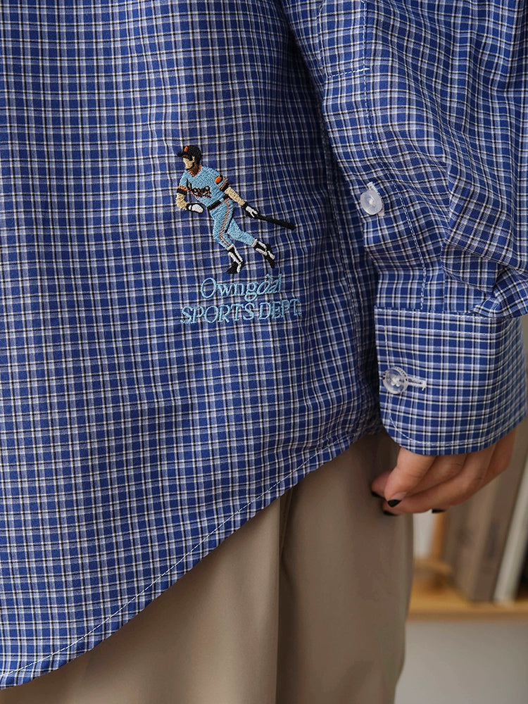 Battles Baseball Long Sleeve Checkered Shirt