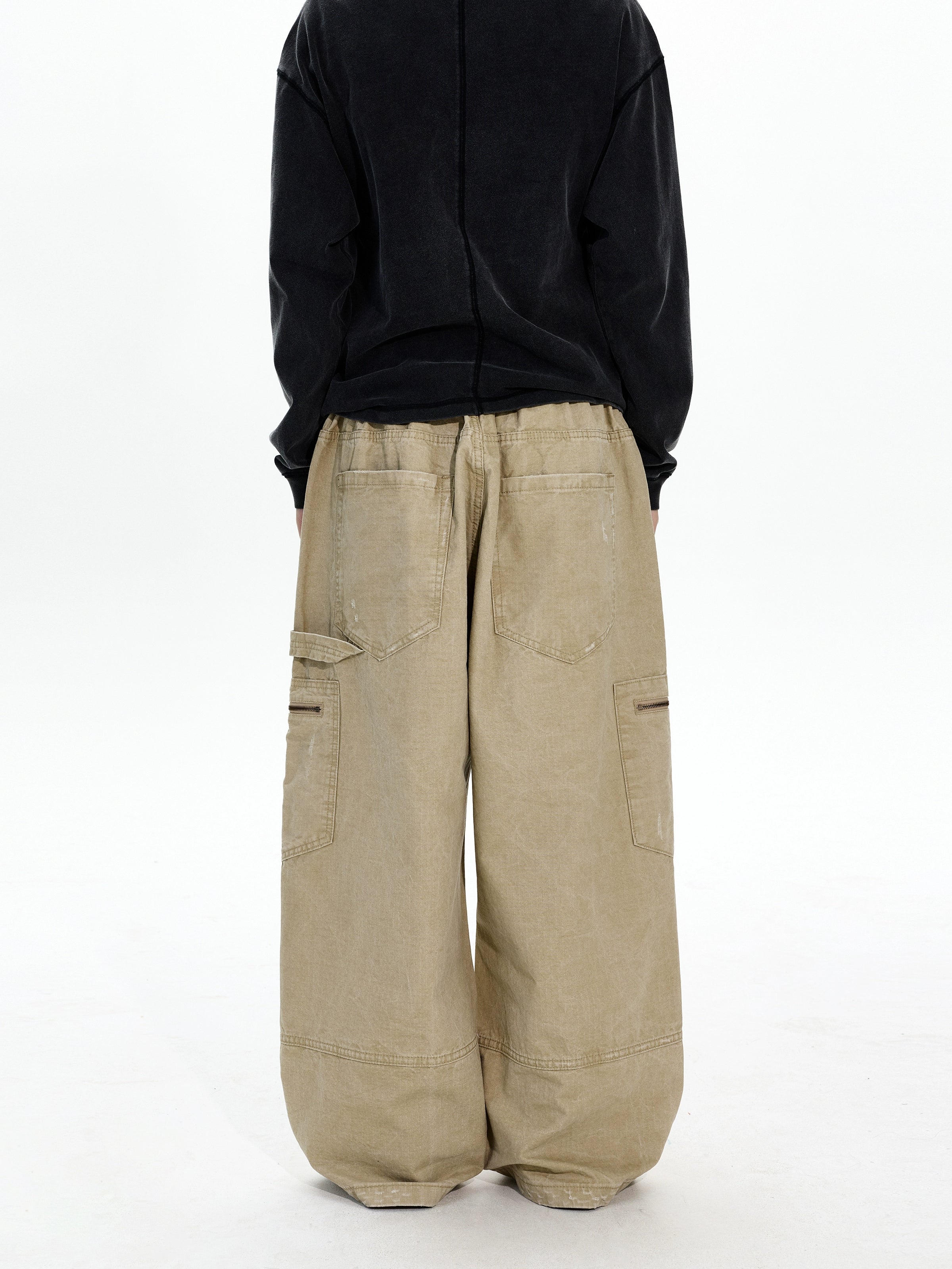 A+WF Retro Made Old Dirty Stained Pleated Overalls