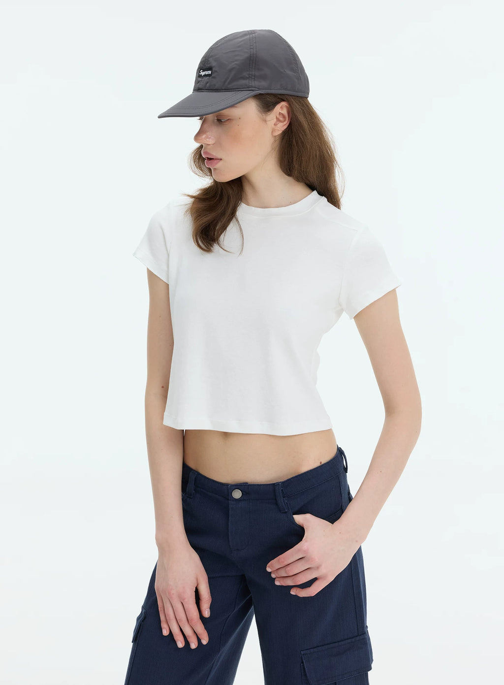 Veryrareme Short Front Shoulder Waist Casual Tee