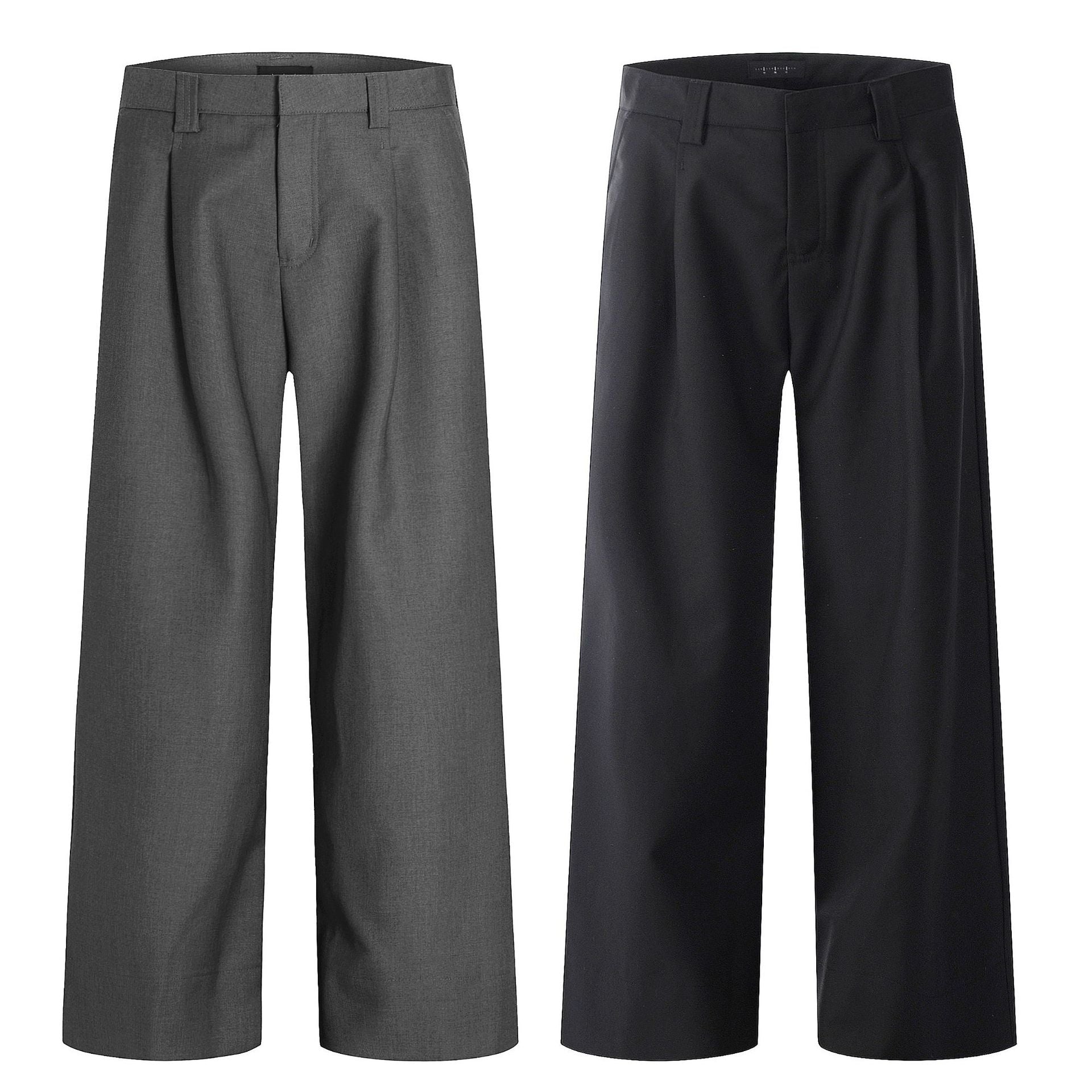 11KN Straight Drape Wide-leg Loose and Simple Casual Trousers