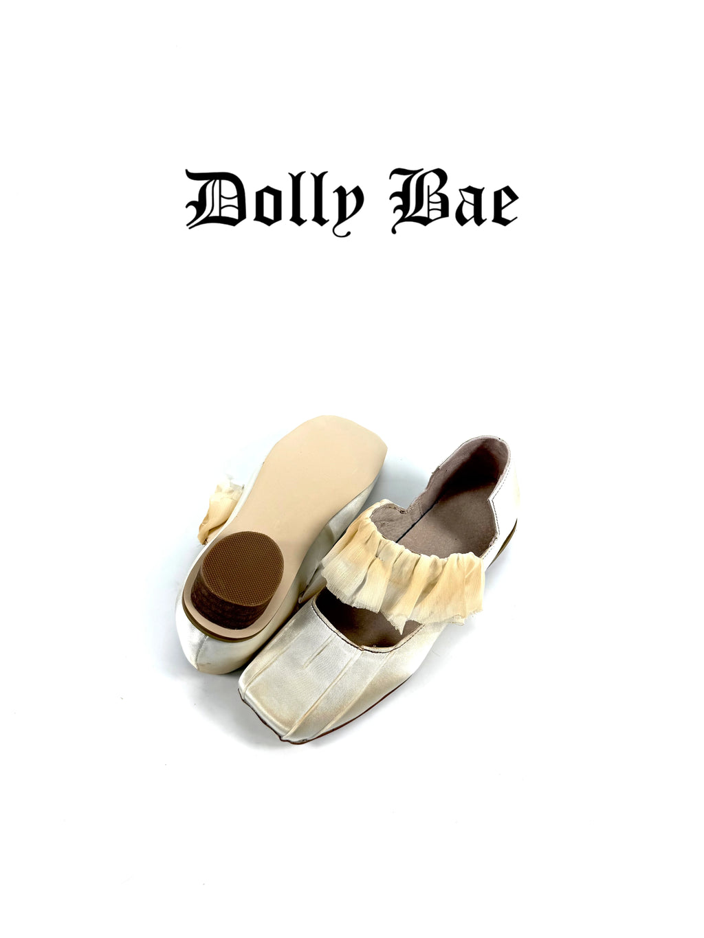 Dollybae Vintage Lace Round Heel Pleated Satin Shoes