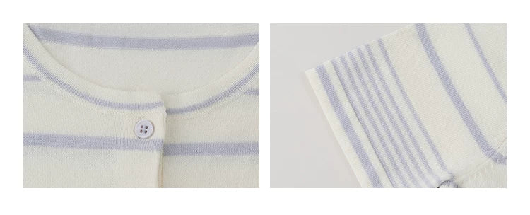 VOOE Contrasting Color Crew Neck Striped Knitted Tee
