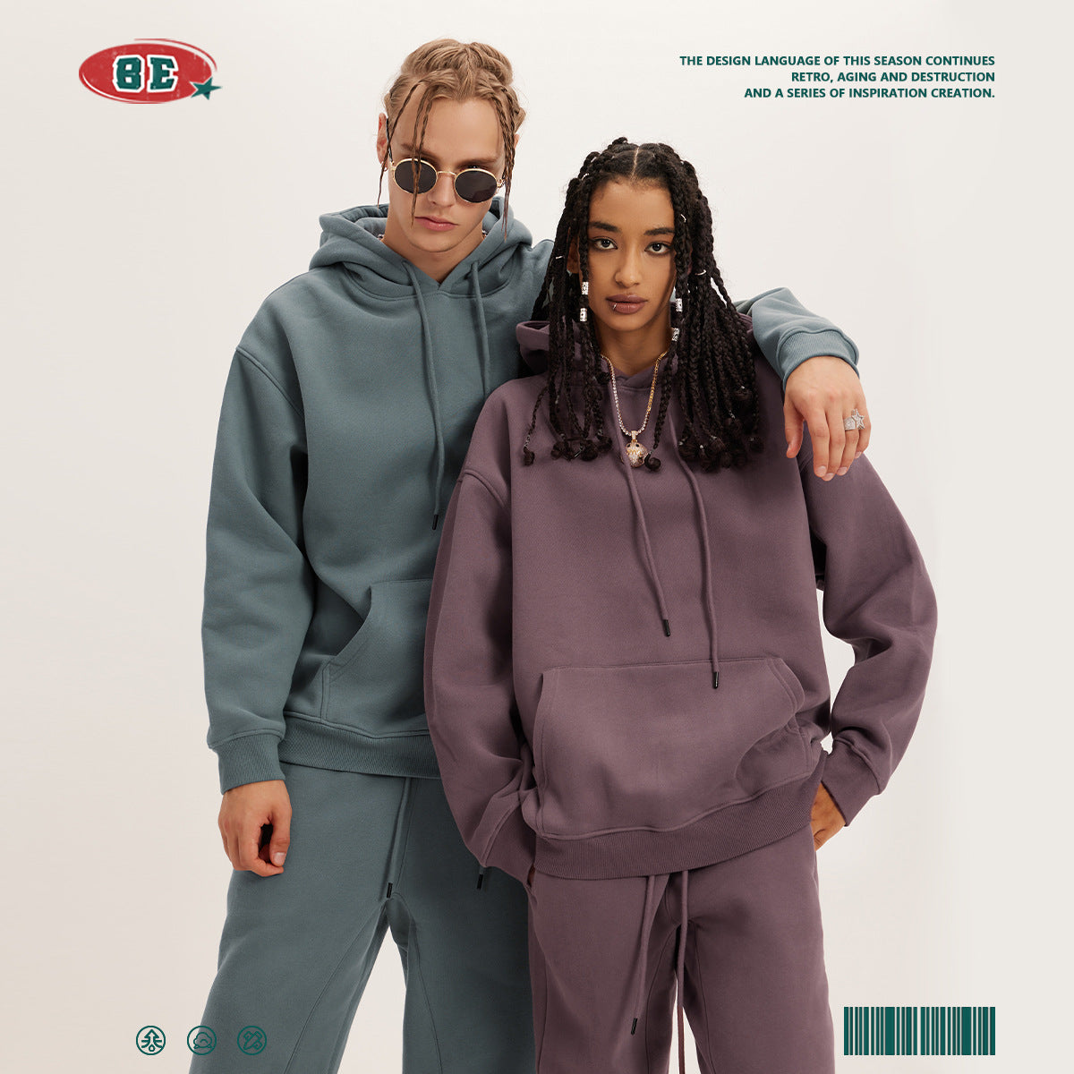 "Clearance" BE 345g Loose Fit fleece hoodie