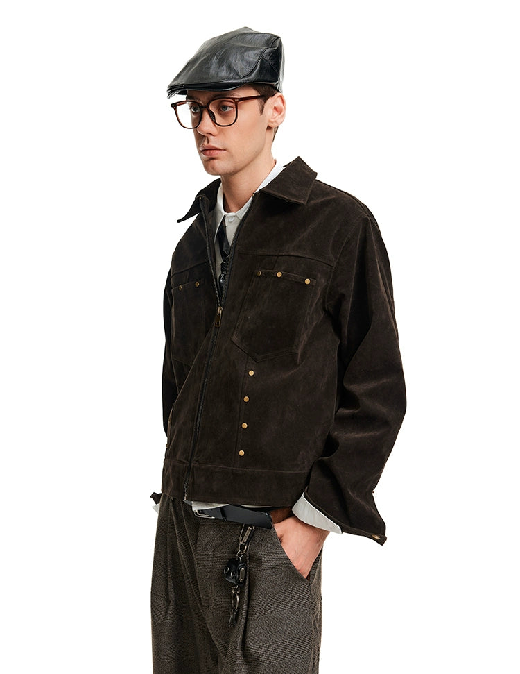 MADWITCH Vintage Rivet Suede Jacket