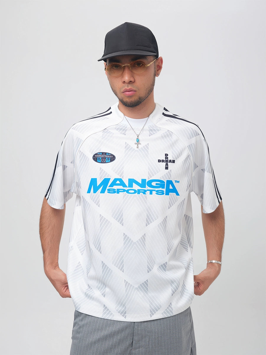 ComicTree Gradual Change Striped Football Jersey