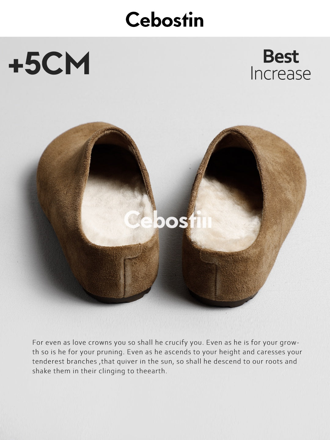 Cebostin Increased The Height of The Fleece Birkenstock Half Slippers