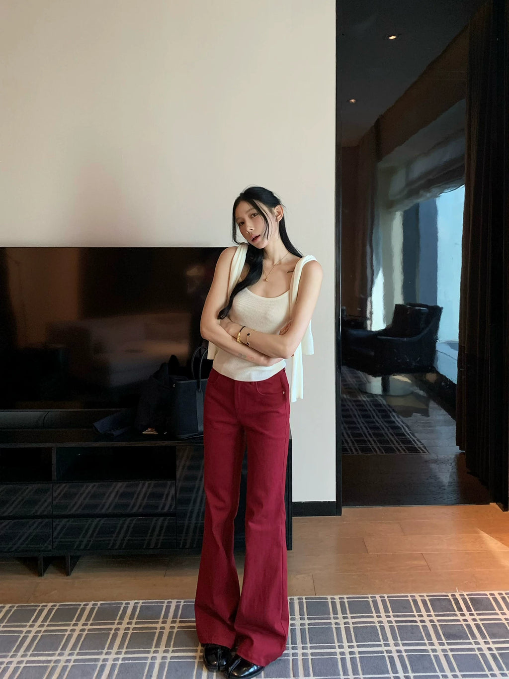 YOUNG KYLIN Skinny Straight Casual Pants