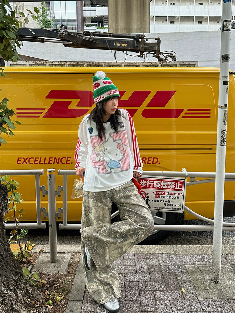 EAHO Letter Embroidered Twig Camouflage Slacks
