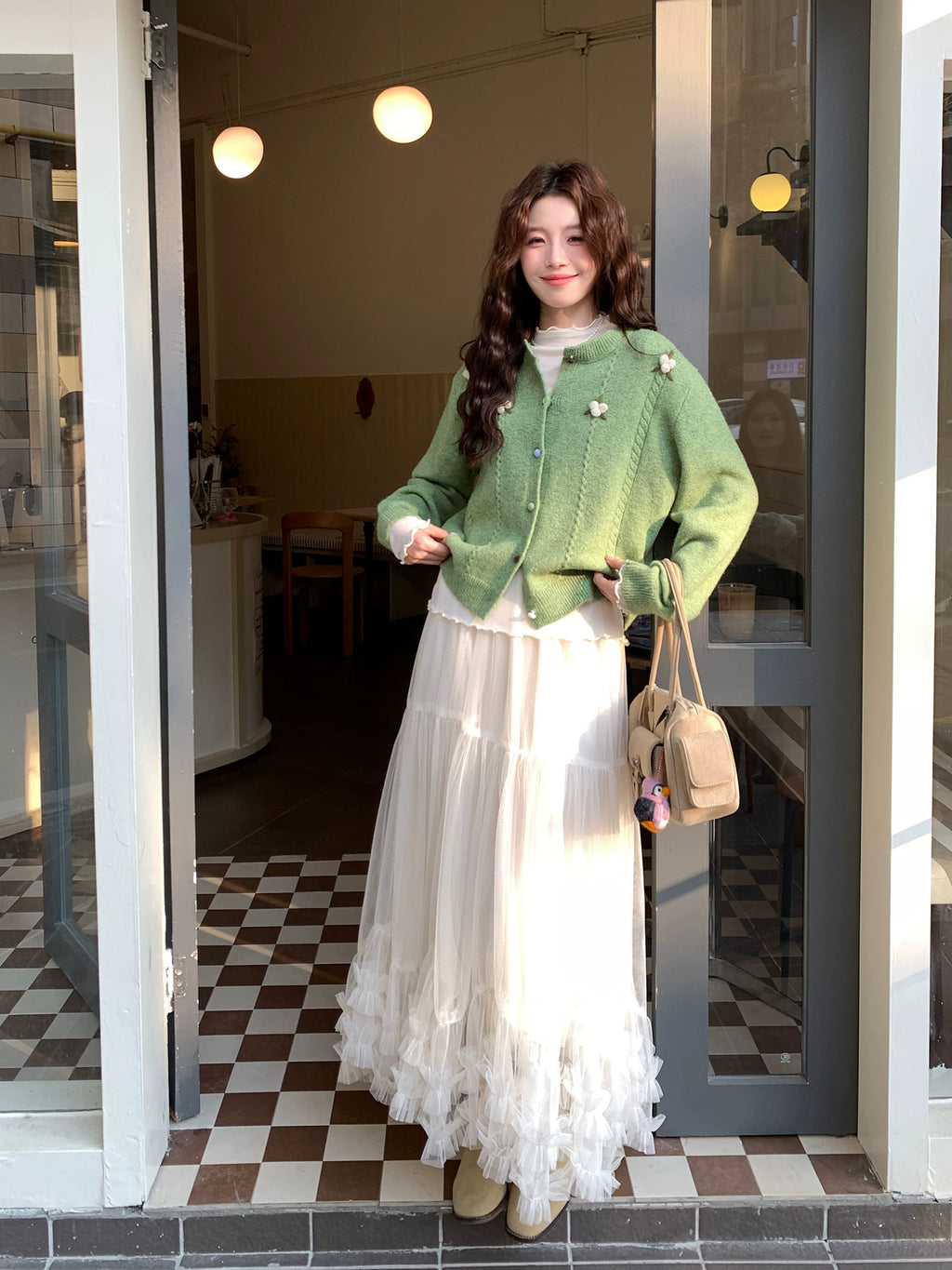 Even Korean White Lazy Sweater