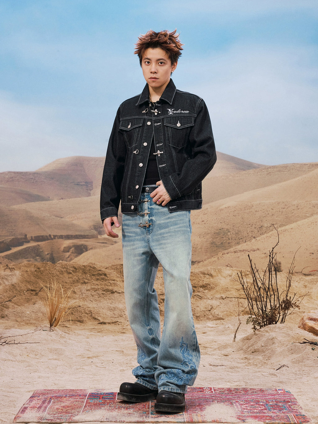 YADcrew Vintage Old Loose Straight Versatile Jeans