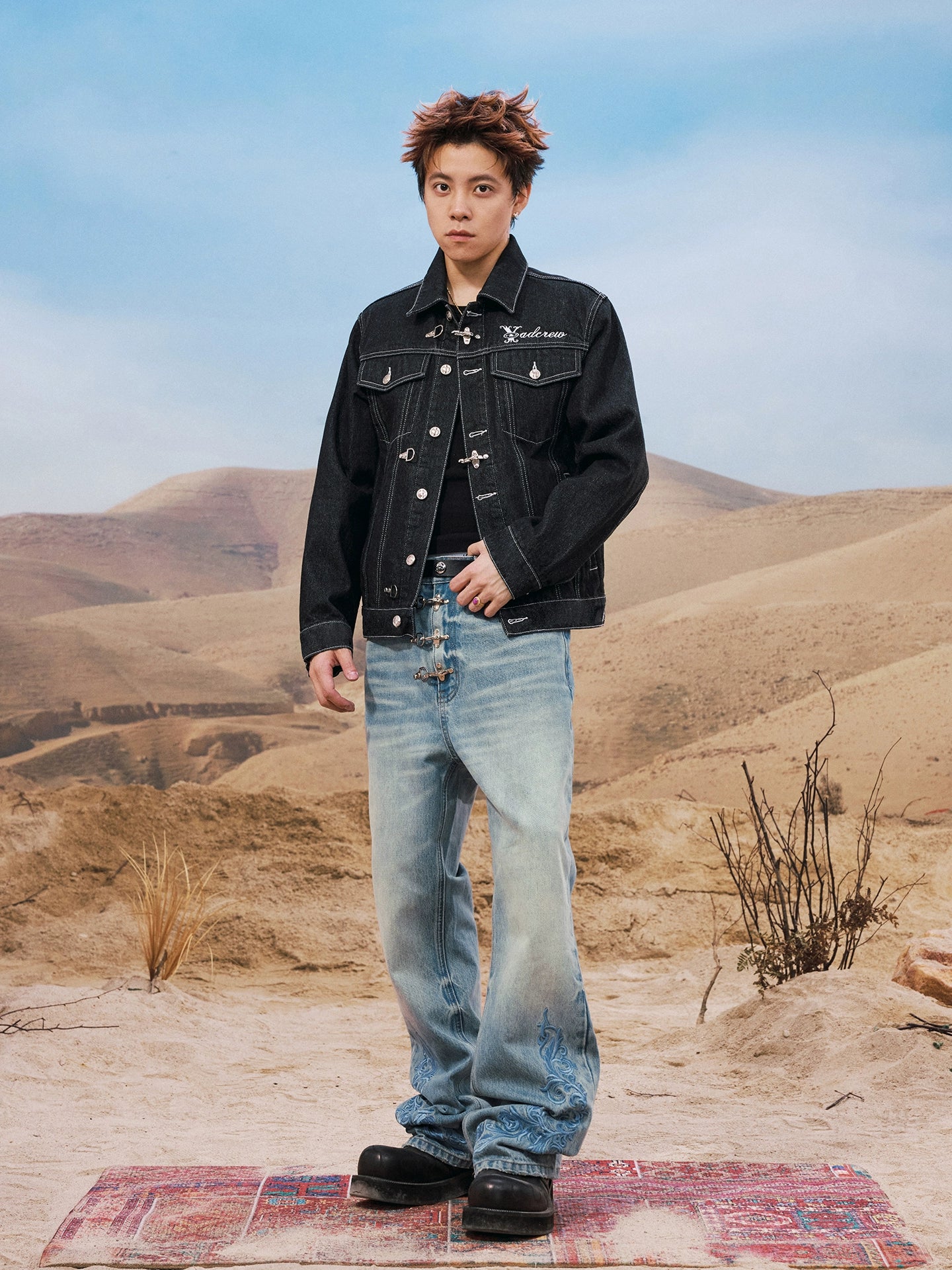 YADcrew Vintage Old Loose Straight Versatile Jeans