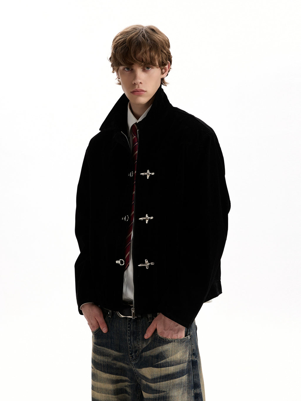A PUEE Vintage Silhouette Short Suede Jacket