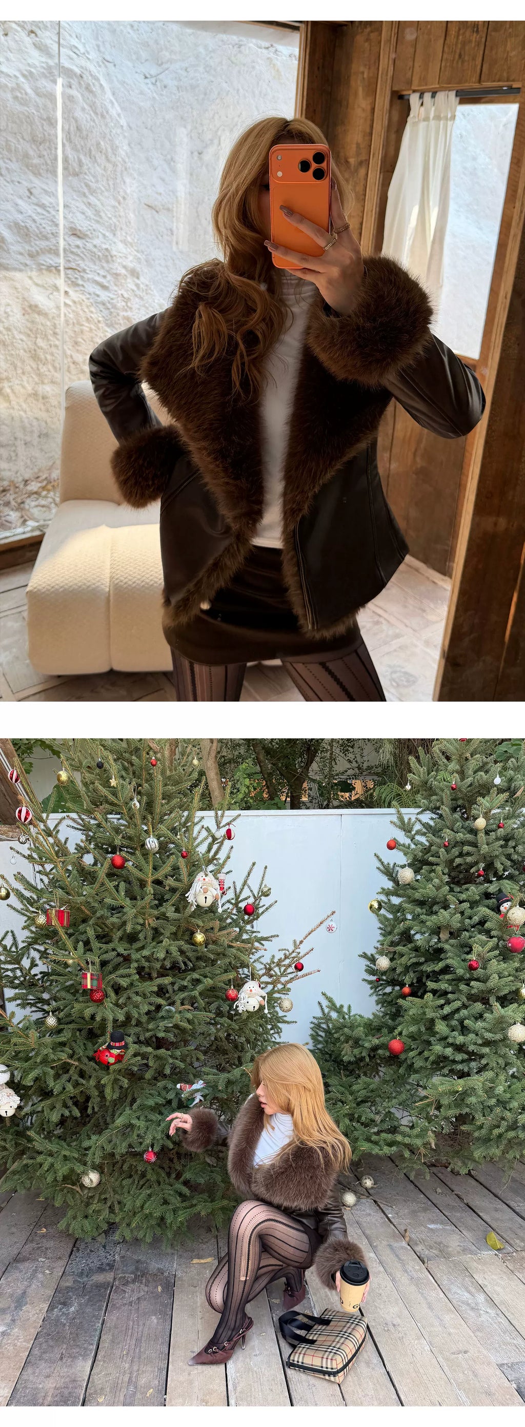 Audwyn Retro Pu Leather Lapel Eco-friendly Fur Coat