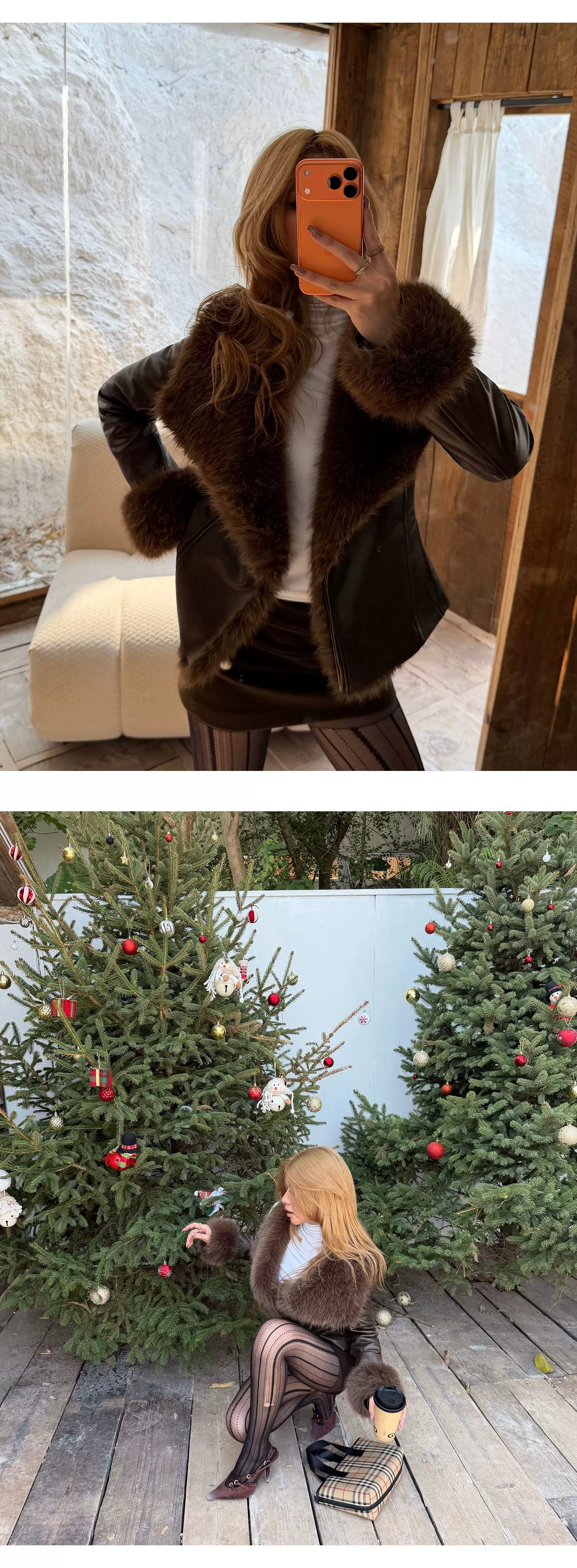 Audwyn Retro Pu Leather Lapel Eco-friendly Fur Coat