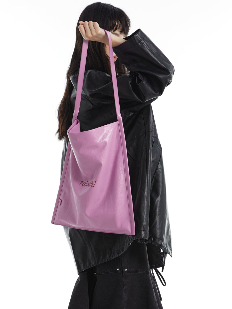 DirtySix "rahrah!" contrasting embroidery thread leather tote bag