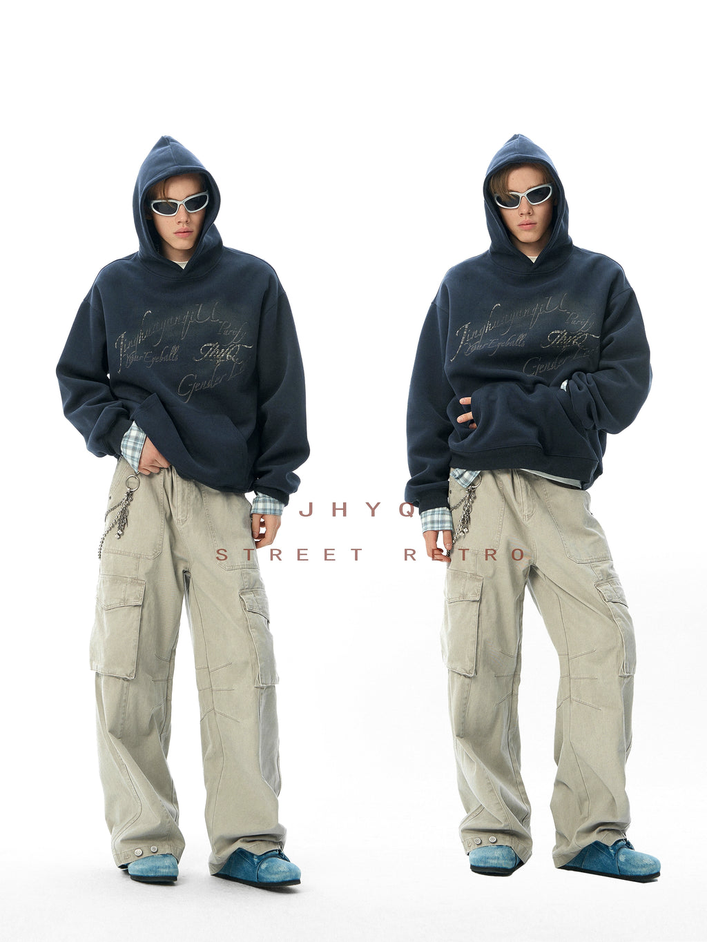 JHYQ Retro Letter Print Loose Hoodie