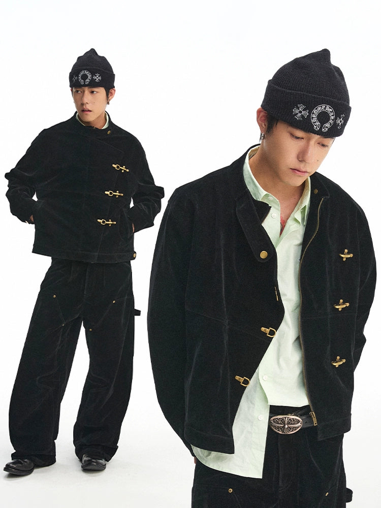 CoosRetro Vintage Plane Buckle Jacket