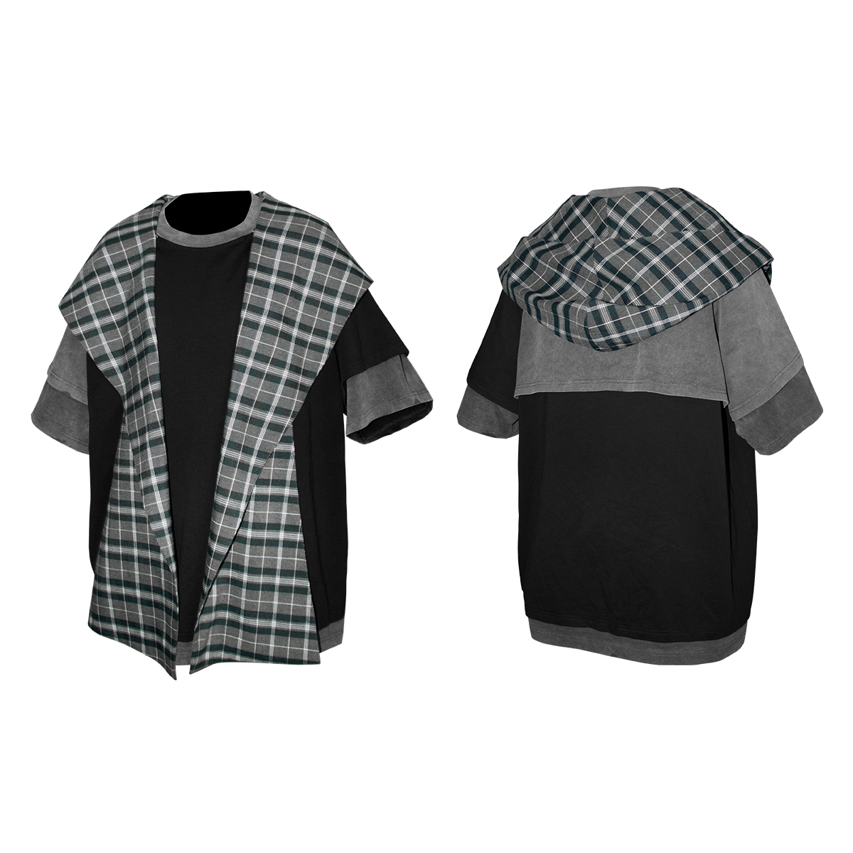RELABEL Removable Scarf Multi-layer Contrasting Tee