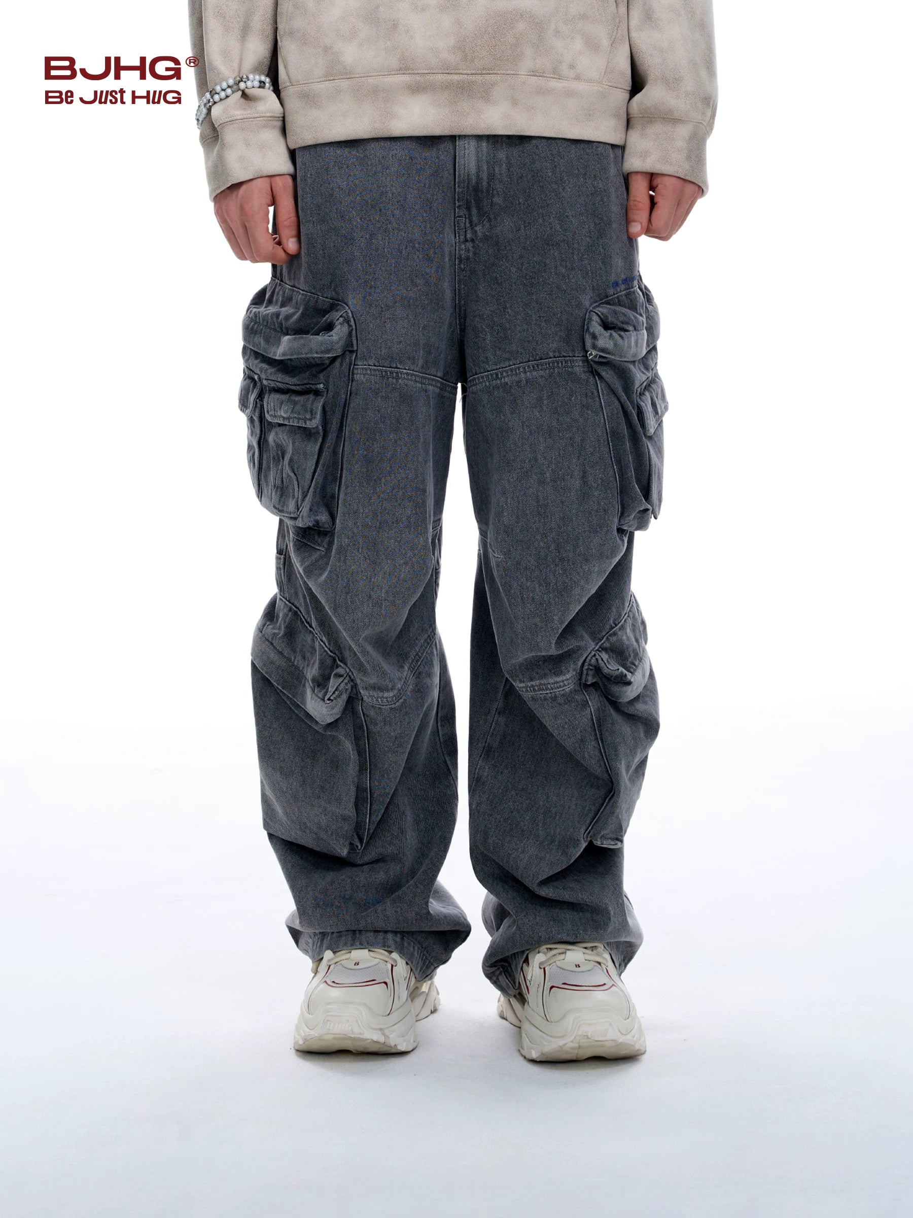 BJHG Retro Cow Loose Denim Overalls