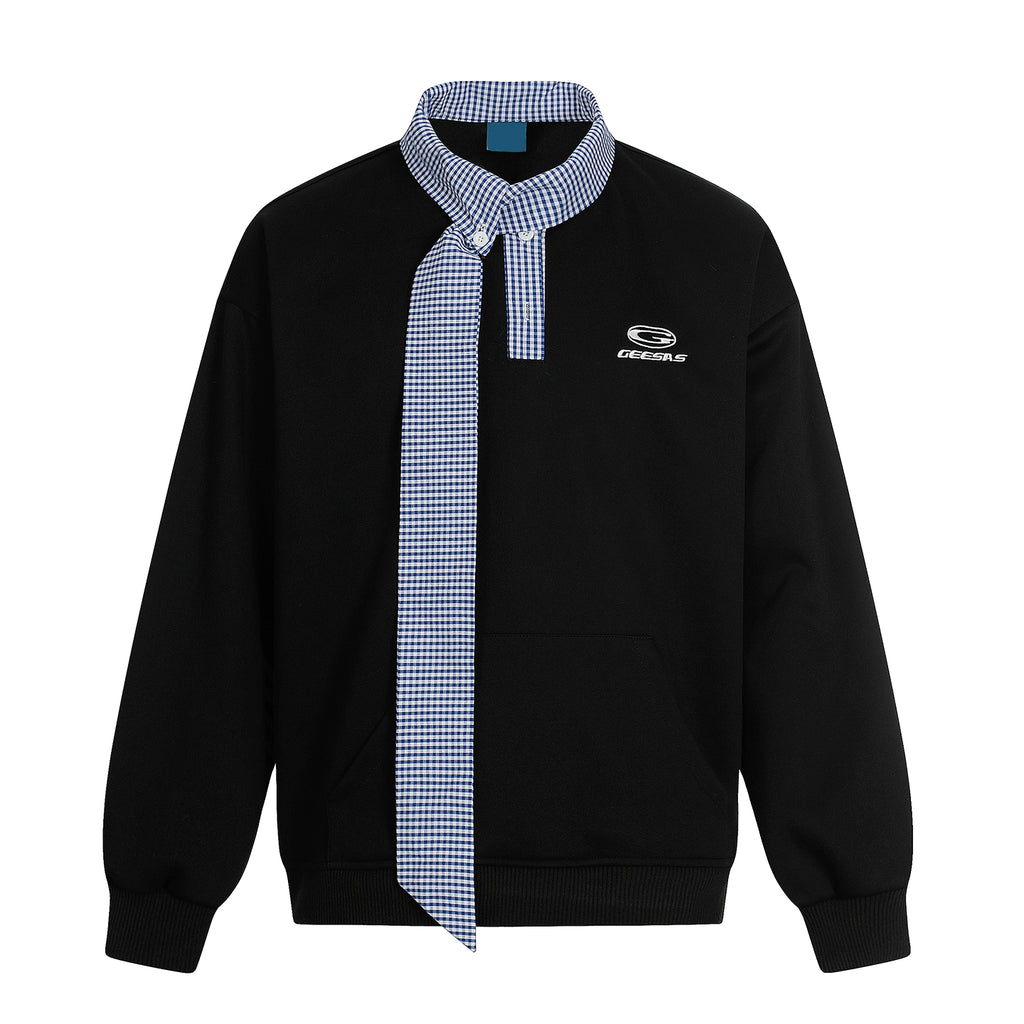 ALOHA Retro Neckline Splicing Fake Two-piece Sweater