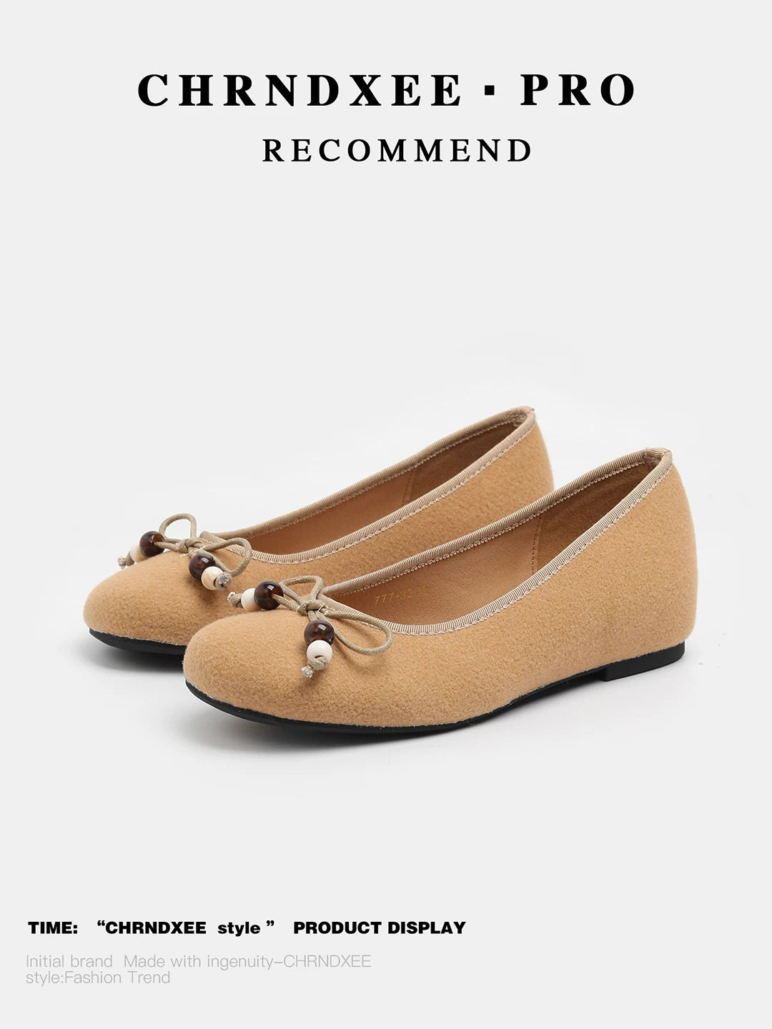 CHRNDXEE Beaded Bow Flat Shoes