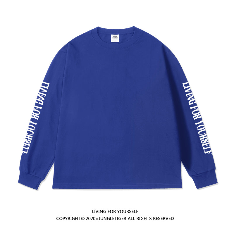 Jungle tiger letter cotton long sleeve Tee