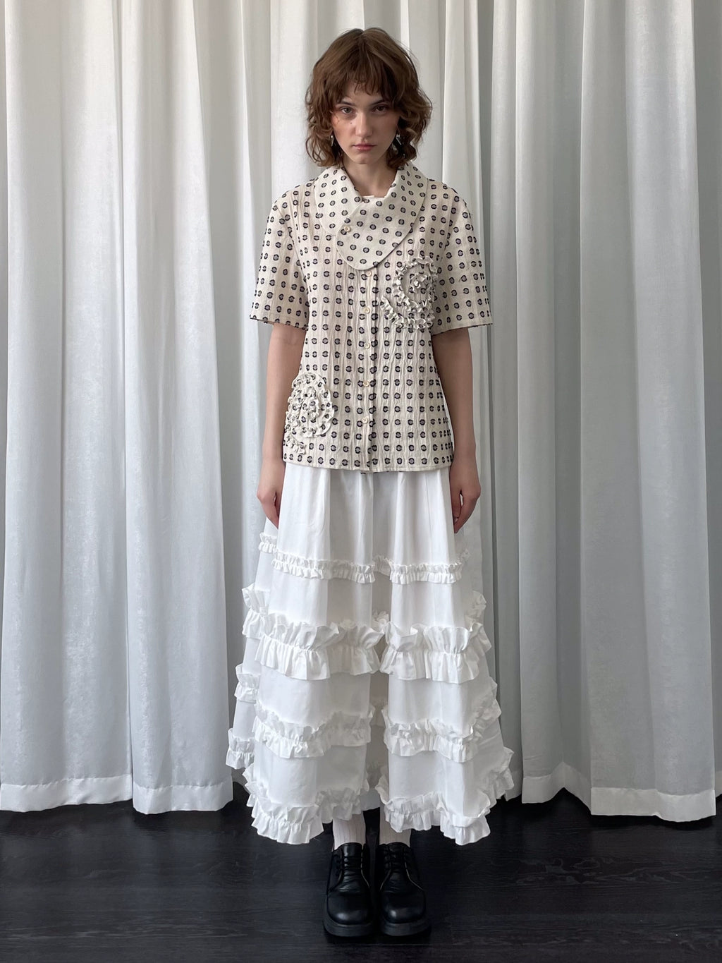 Loosesmell Fungus Edge Stitching Mid-length Skirt