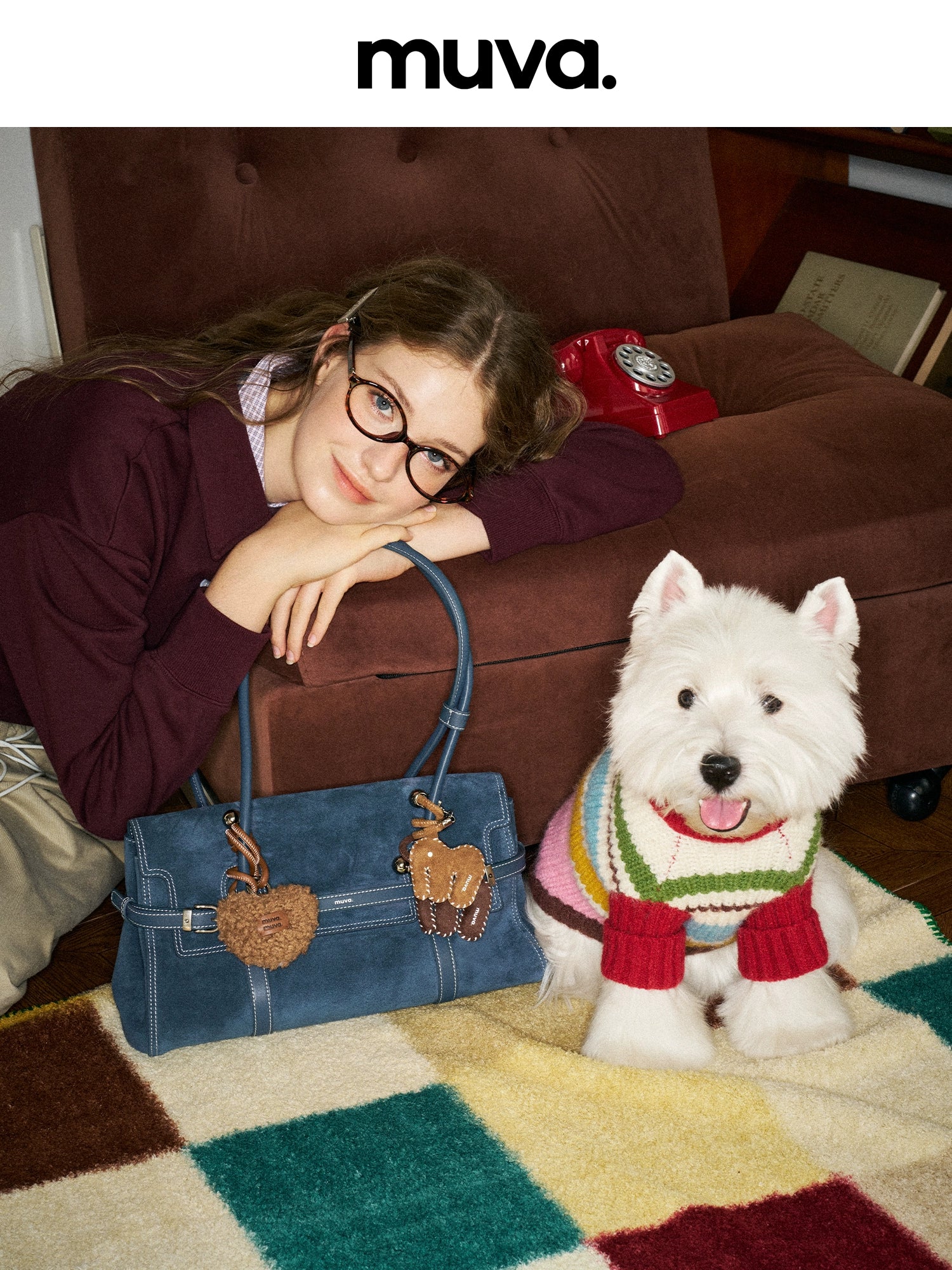 MUVA British Style Loop with Cowhide Large-capacity Shoulder Bag