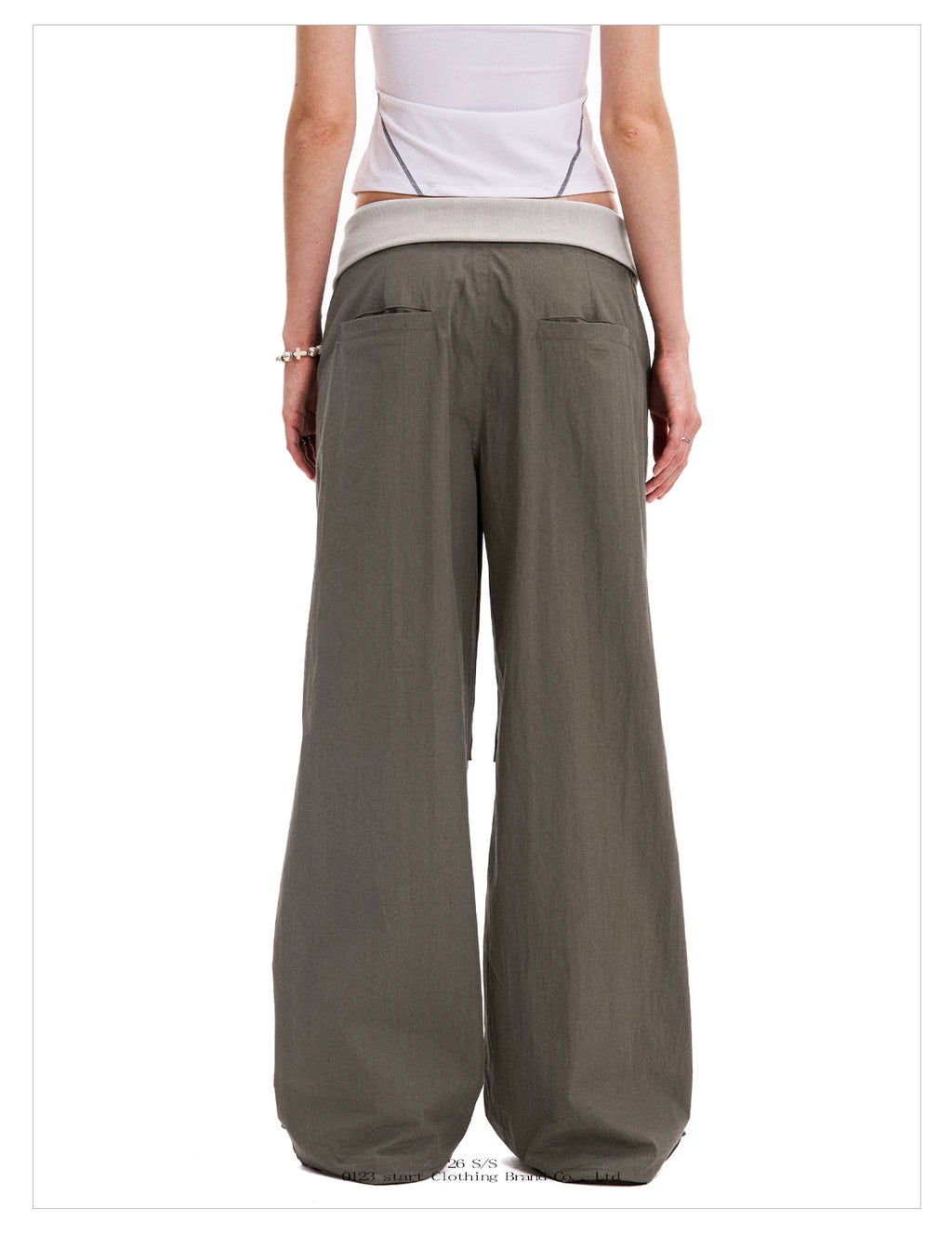 0123Start Vintage Flanged Drawstring Loose Overalls