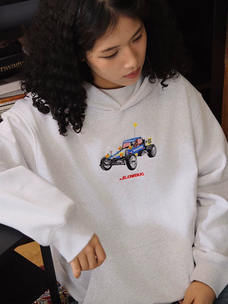 Battles Vintage Loose Embroidered Hooded Sweater