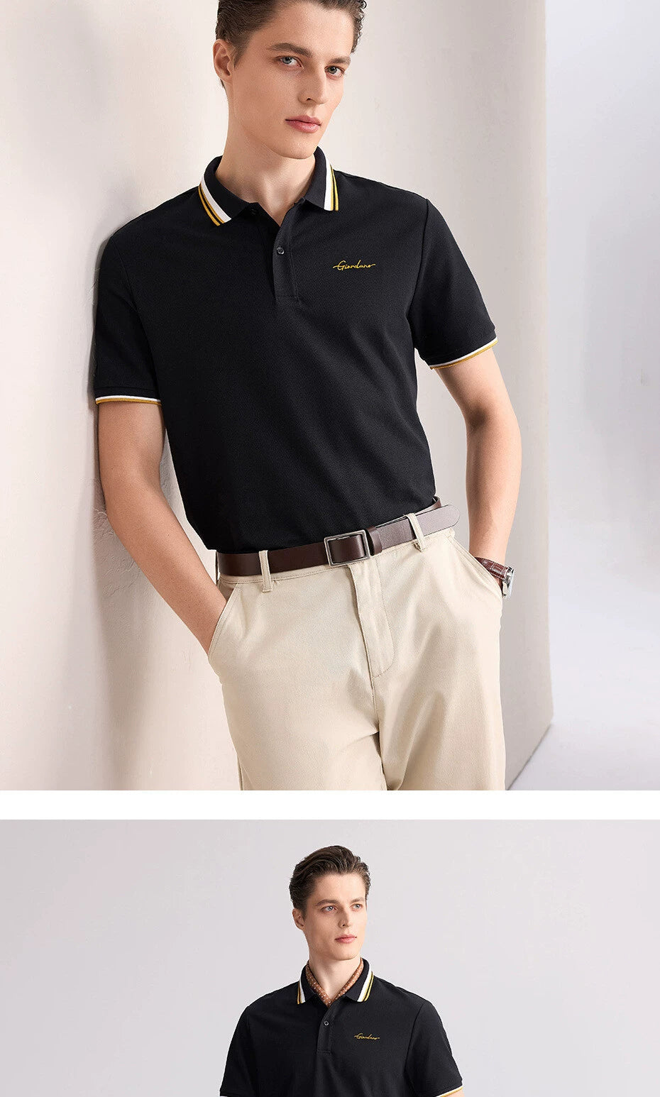 Giordano Embroidery Contrasting Edge Casual Tee