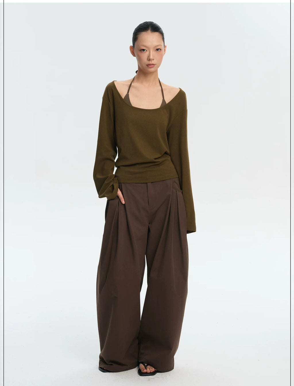 LINY LIBERTY Lazy Loose Waist High Elastic Knitted Long Sleeves