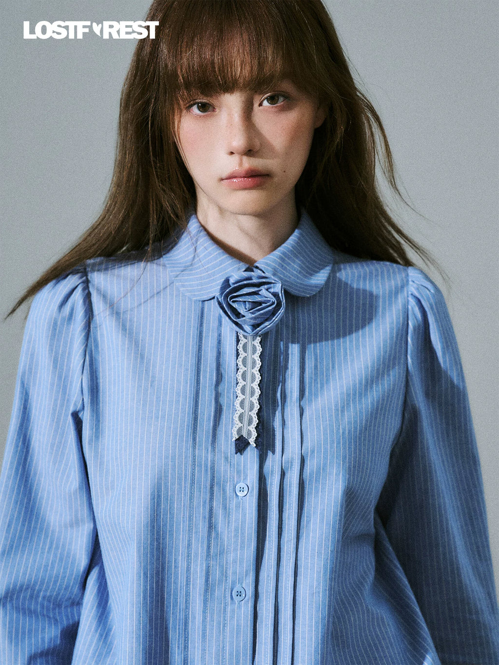 LOST FOREST Casual Flower Long-sleeved Shirt