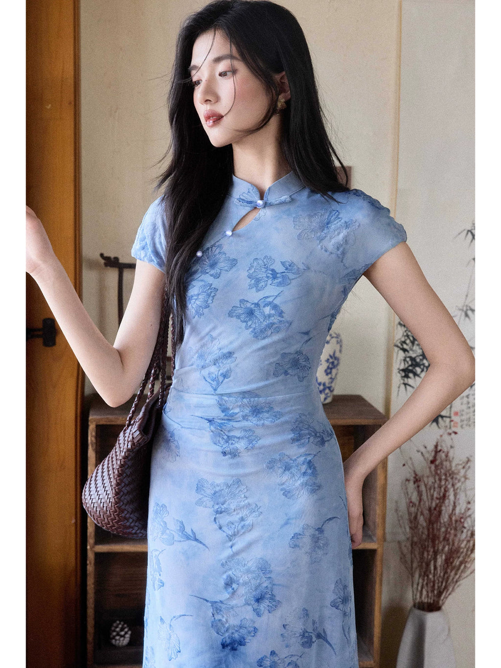 TYANG Smudged Cheongsam Slim-fit Temperament Dress