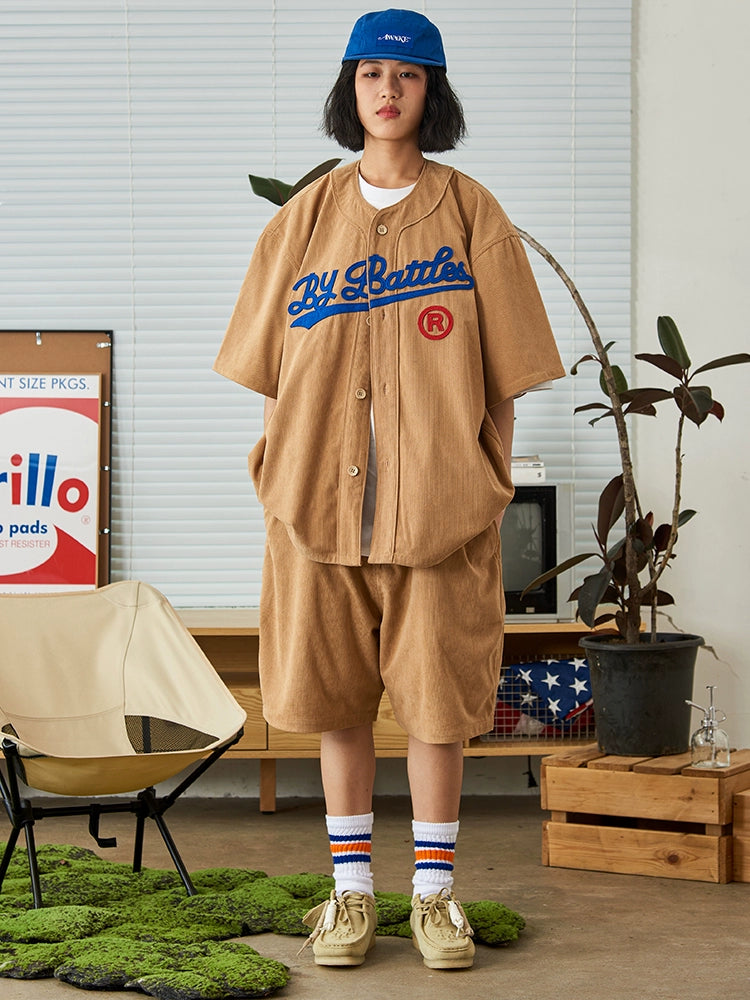 Battles Corduroy Embroidered Shorts Capris