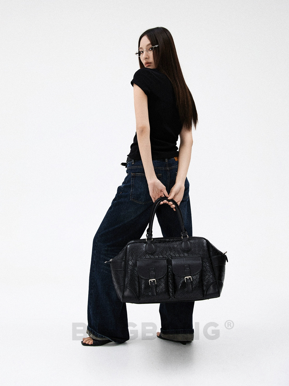 BINGBONG Cross Braided Retro Simple Portable Large Capacity Bag