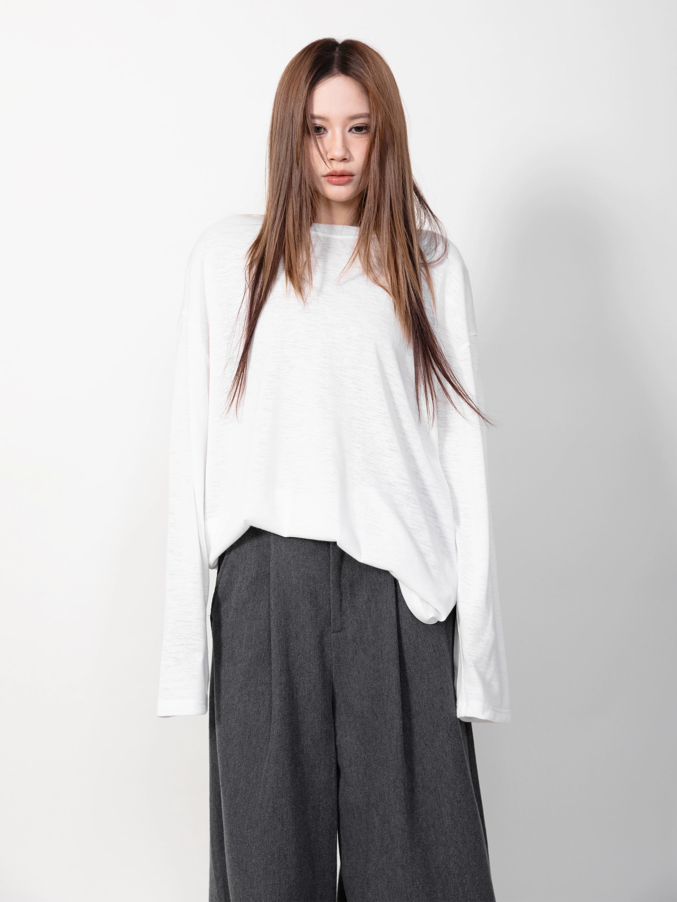 RHOMEHOUSE Lazy Loose Crew Neck Long Sleeves
