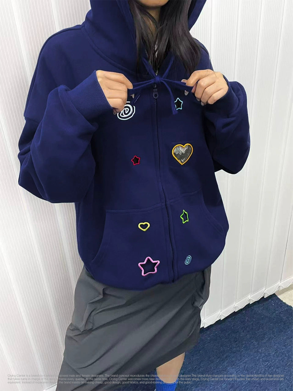 CryingCenter Colored Stars Love Hollow Patch Sweater Jacket