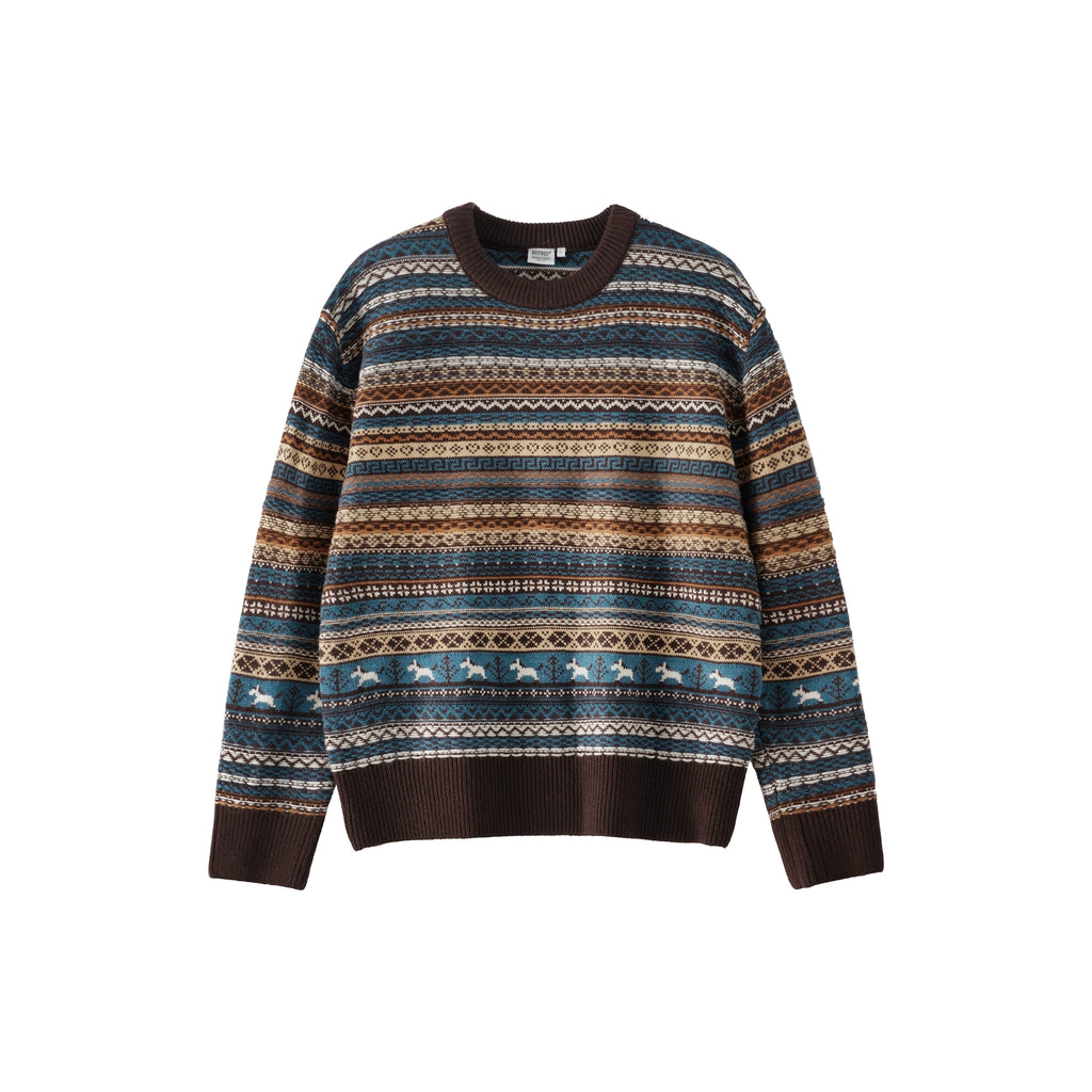 BUTTBILL Vintage Fair Island Crew Neck Sweater