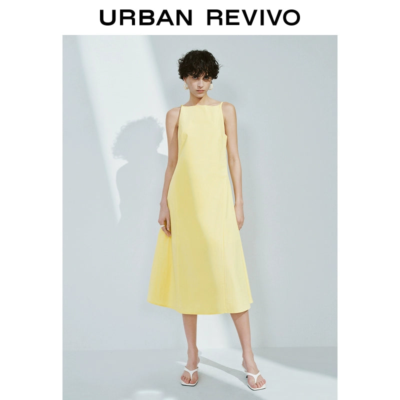 URBAN REVIVO Temperament Back Zipper Waist Sleeveless Dress