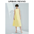 URBAN REVIVO Temperament Back Zipper Waist Sleeveless Dress
