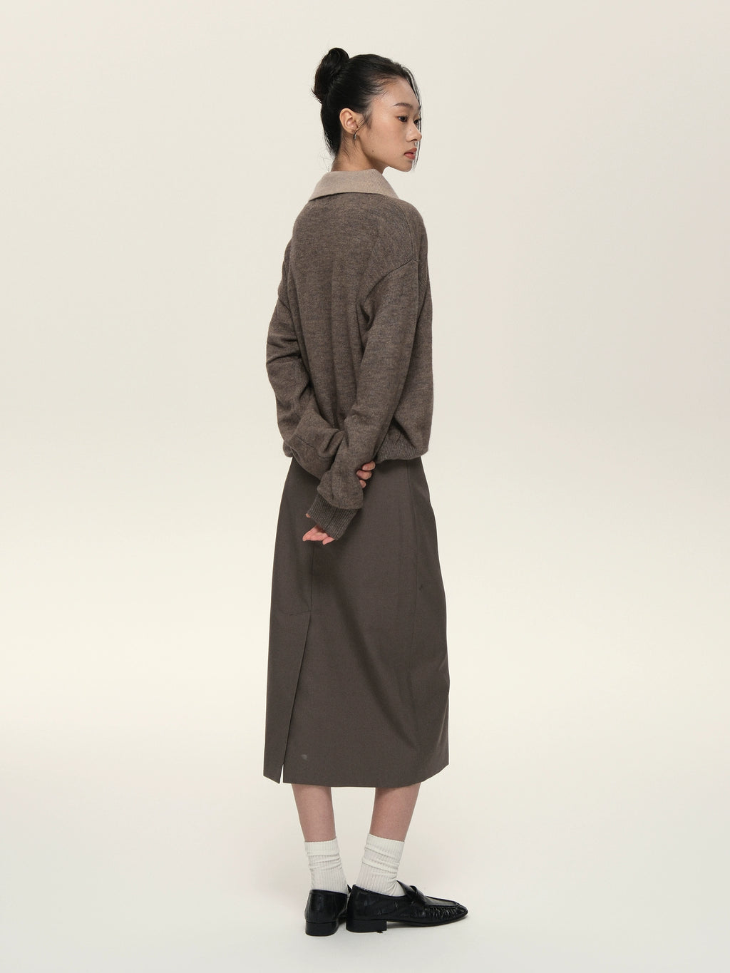Set for Life V-neck Lapel Color Matching Thin Long-sleeved Sweater
