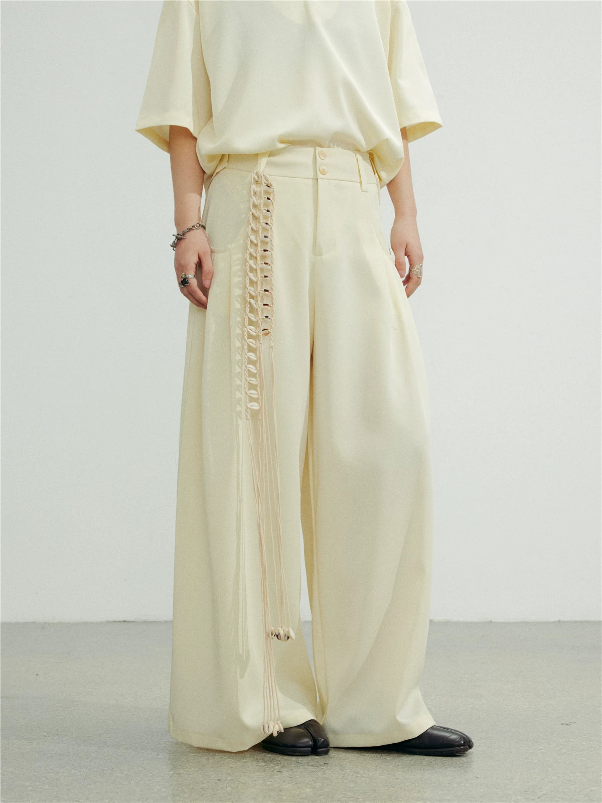 SUNYVONNE Minimalist High-waisted Wide-leg Trousers