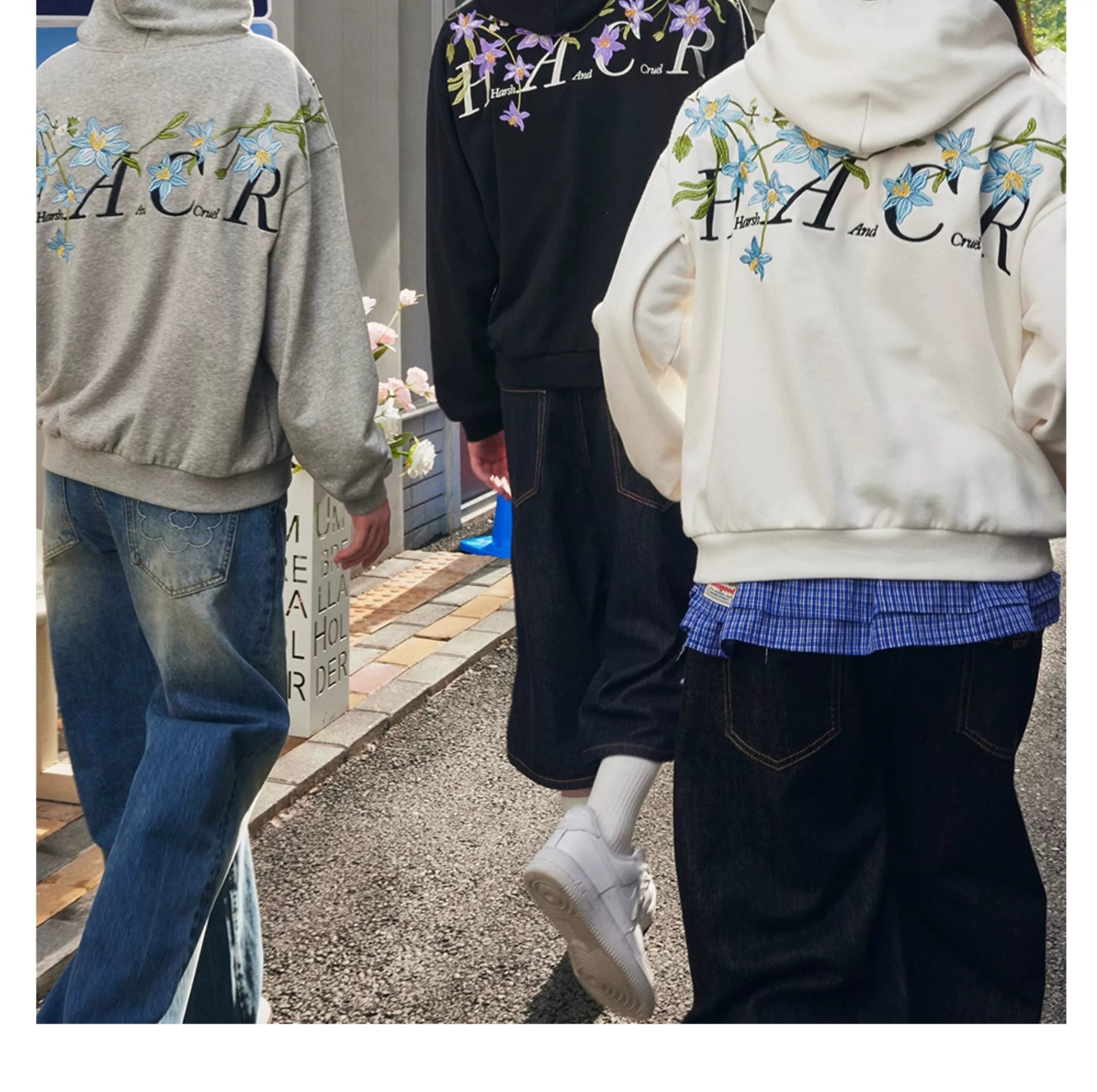 HACR Violet Flower Embroidered Hooded Sweater