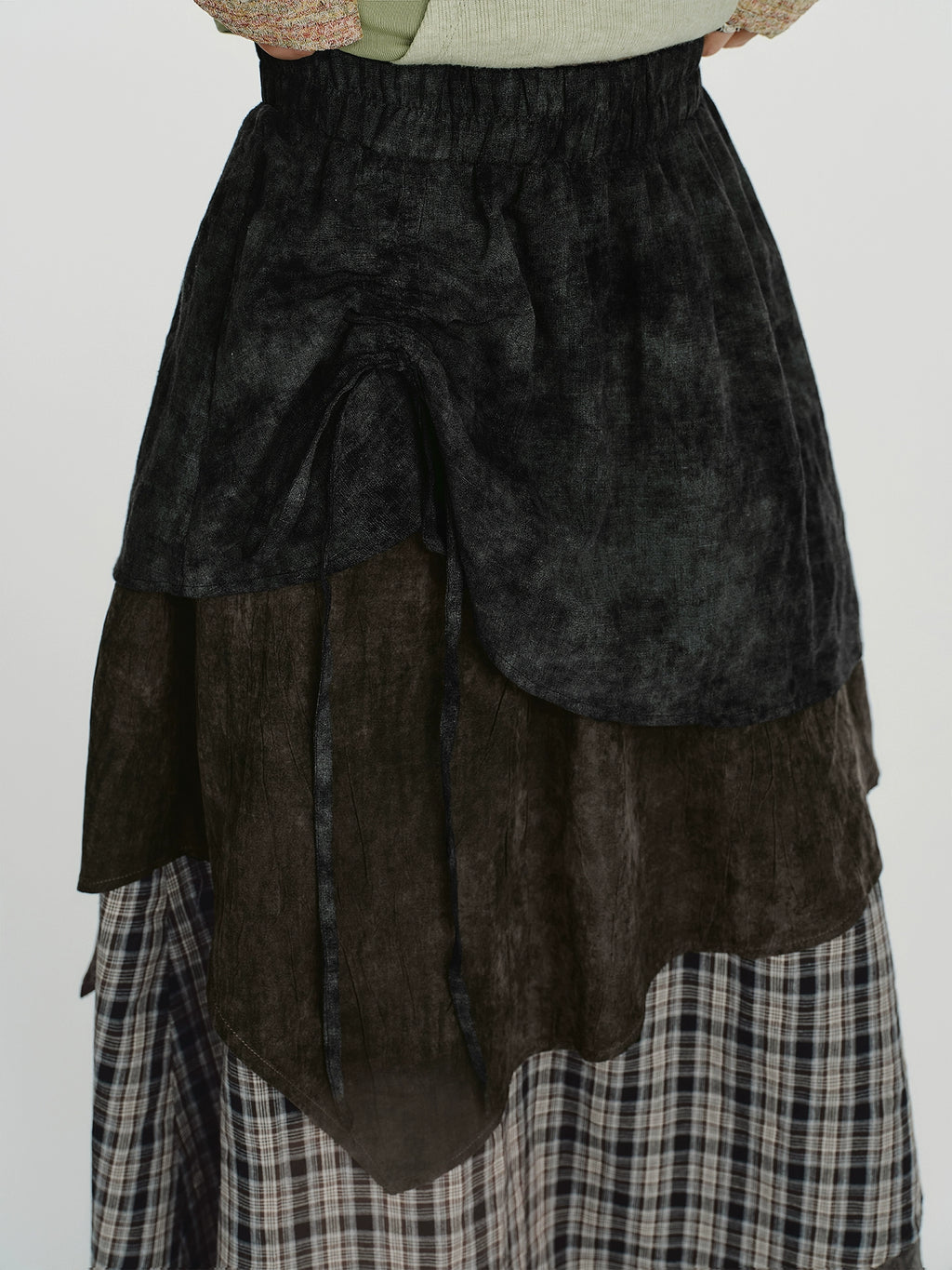 Girlyhalo Vintage Plaid Multi-Layer Cake Skirt