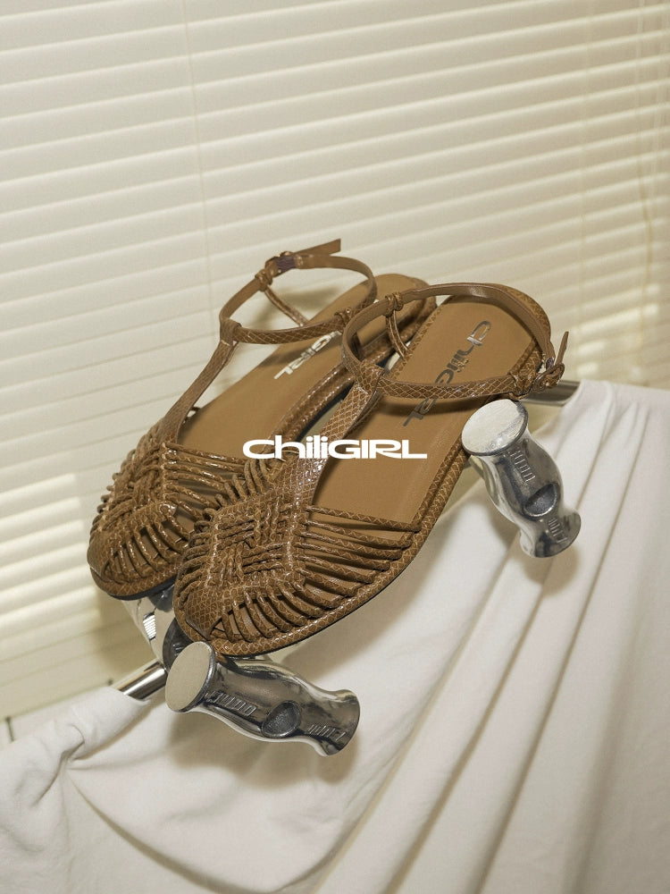 CHILIGIRL Retro Woven Bag Head Cool Single Shoes