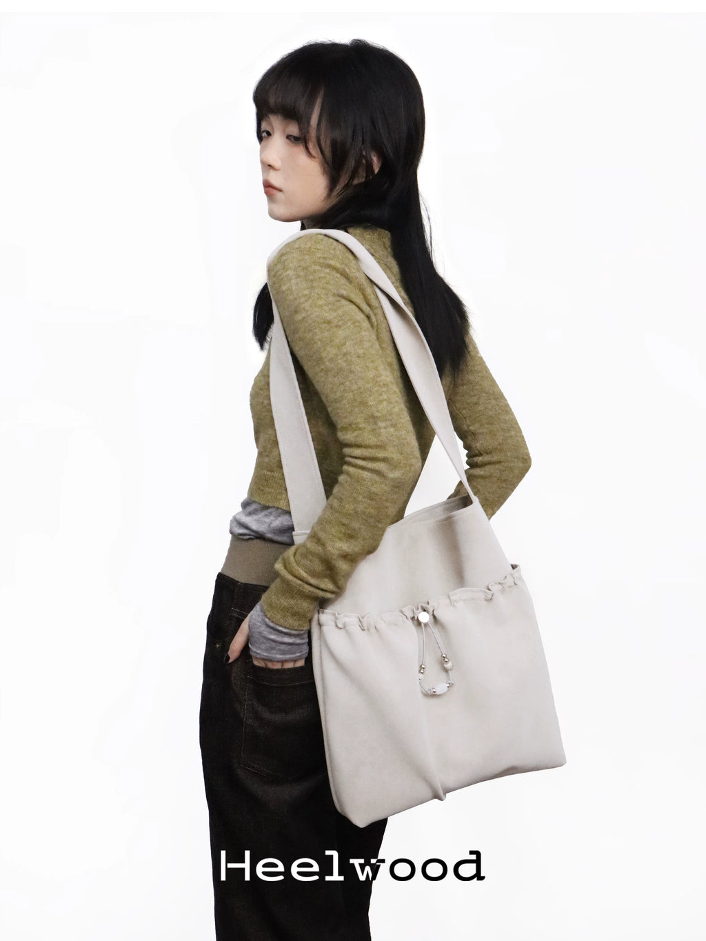Heelwood Pleated Beaded Shoulder Bag