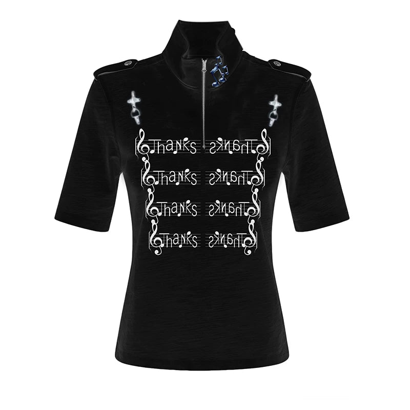 PAIKI Stand Collar Slim Casual Tee